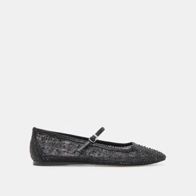 Dolce Vita Reyes Crystal Ballet Flats Black Mesh