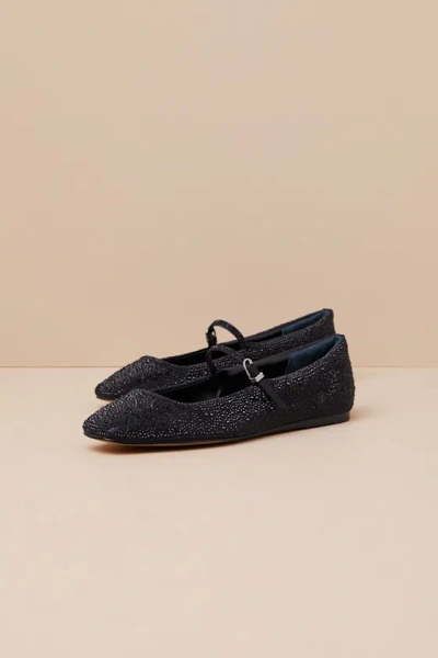 Dolce Vita Reyes Crystal Black Metallic Studded Ballet Flats