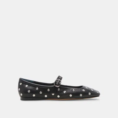 Dolce Vita Reyes Stud Ballet Flats Black Leather