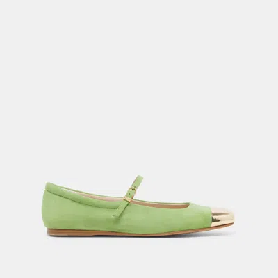 Dolce Vita Reyes Toe Cap Ballet Flats Lime Suede