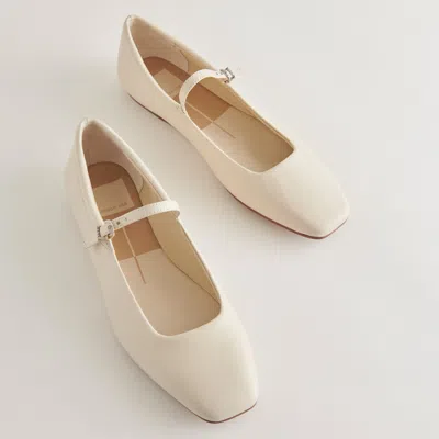 Dolce Vita Reyes Wide Ballet Flats Ivory Leather