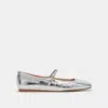 Dolce Vita Reyes Wide Ballet Flats Silver Distressed Leather In Silver