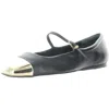 Dolce Vita Reyes Womens Toe Cap Leather Ballet Flats In Black