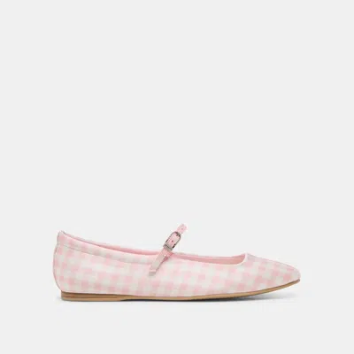 Dolce Vita Reyes X Byrdie Golf Wide Ballet Flats Pink Plaid Gingham