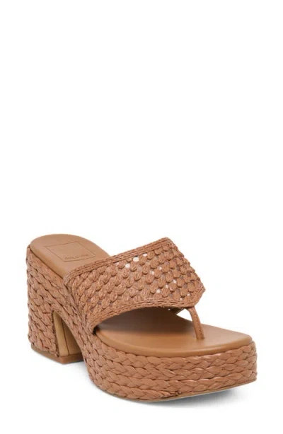 Dolce Vita Ripple Raffia Platform Sanda In Brown