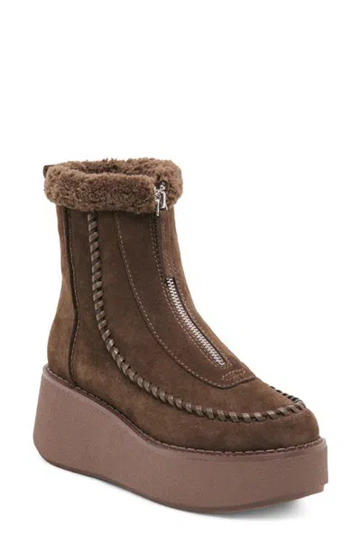 Dolce Vita Roben Leather Wedge Bootie In Brown