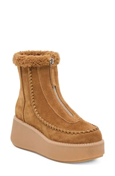Dolce Vita Roben Leather Wedge Bootie In Brown