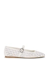 Dolce Vita Women's Reyes Pearl Square-toe Mary Jane Flats In True White Leather