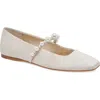 Dolce Vita Roxana Imitation Pearl Ballet Flat In Ivory Satin