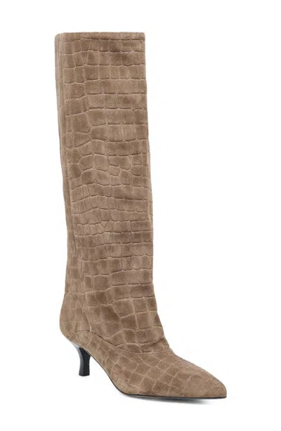 Dolce Vita Roxla Croc Embossed Leather Knee High Boot In Brown