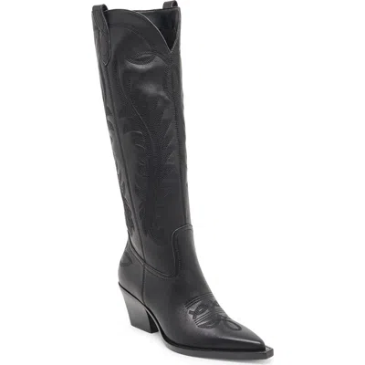 Dolce Vita Ryatt Clip Toe Western Boot In Black Leather