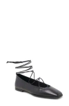 Dolce Vita Ryder Ankle Tie Ballet Flat In Black Leather