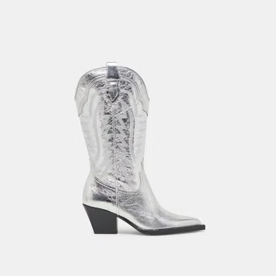Dolce Vita Ryland Extra Wide Calf Boots Silver Distressed Leather