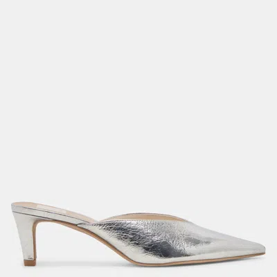 Dolce Vita Sarina Heels Beige Crinkle Patent In Silver