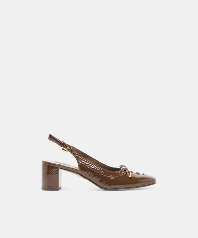 Dolce Vita Saylee Heels In Walnut Crinkle Patent Size 6 By  In Brown