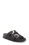 Dolce Vita Sensa Woven Double Strap Slide Sandal In Black Stella