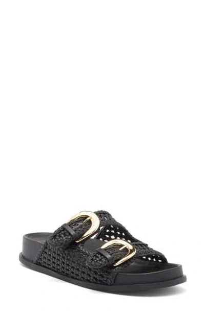 Dolce Vita Sensa Woven Double Strap Slide Sandal In Black Stella