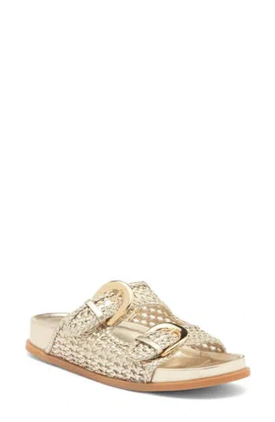 Dolce Vita Sensa Woven Double Strap Slide Sandal In Platinum Stella