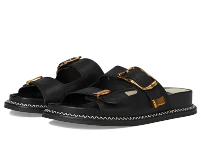 Dolce Vita Sevana Sandals Women's Black Leather Slip On Slide Zogg3289
