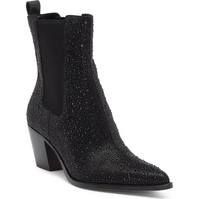Dolce Vita Shadie Crystal Chelsea Boot In Black Metallic Crystal