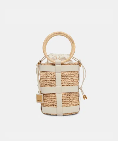 Dolce Vita Shaena Bucket Bag In Ivory Natural Raffia By