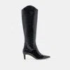 Dolce Vita Shilah Wide Calf Boots Noir Embossed Leather In Black