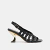 Dolce Vita Sicily Heels Black Woven Leather In Black