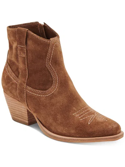 Dolce Vita Silma Womens Cow Fur Block Heel Cowboy, Western Boots In Brown