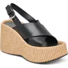 Dolce Vita Skylar Slingback Platform Wedge Sandal In Black