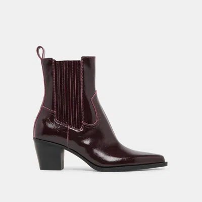 Dolce Vita Slim Booties Mulberry Crinkle Patent In Red