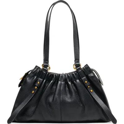 Dolce Vita Sloan Ruched Leather Shoulder Bag In Black