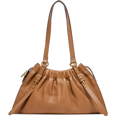 Dolce Vita Sloan Ruched Leather Shoulder Bag In Brown