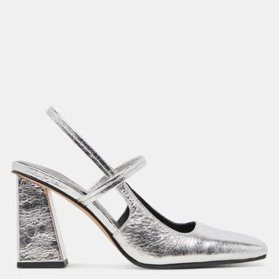 Dolce Vita Soyer Heels Silver Distressed Leather In Multi