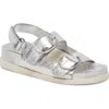 Dolce Vita Starla Platform Sandal In Silver Distressed Leather