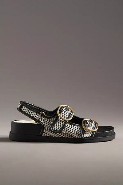 Dolce Vita Starla Golden Buckles Woven Platform Sandals Women In Black