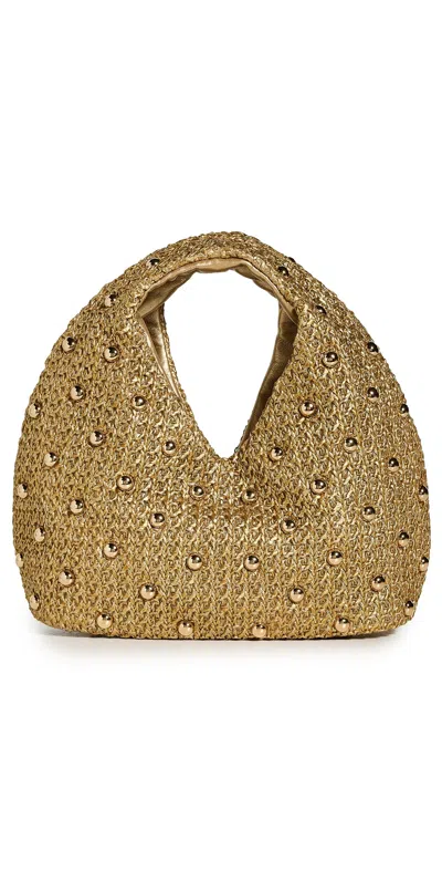 Dolce Vita Studded Raffia Bag Gold