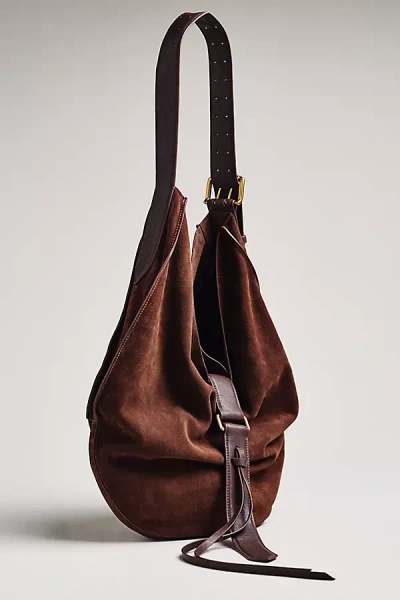 Dolce Vita Suede Slouchy Bag In Brown