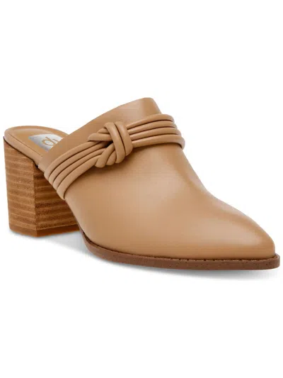 Dolce Vita Tabitha Womens Faux Leather Slip On Block Heel In Beige