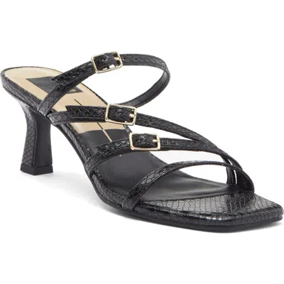 Dolce Vita Tahira Snakeskin Embossed Slide Sandal In Black Snake Embossed Stella