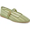 Dolce Vita Tameka Jade Mesh Striped Buckle Ballet Flats In Jade Stripe Mesh