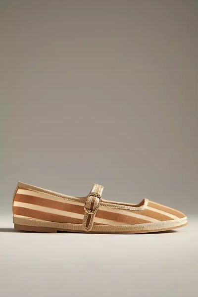 Dolce Vita Tameka Stripe Mesh Mary Jane Flats In Brown