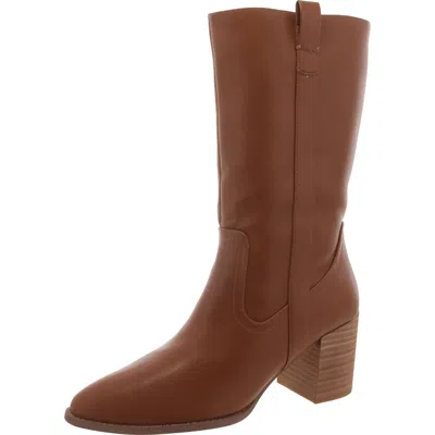 Dolce Vita Tezza Womens Faux Leather Zipper Mid-calf Boots In Brown