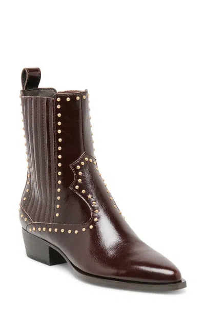 Dolce Vita Thomas Stud Leather Bootie In Brown