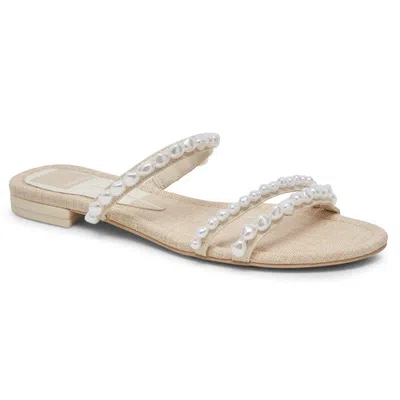 Dolce Vita Tinker Pearl Womens Embellished Faux Leather Block Heel In Vanilla Pearls
