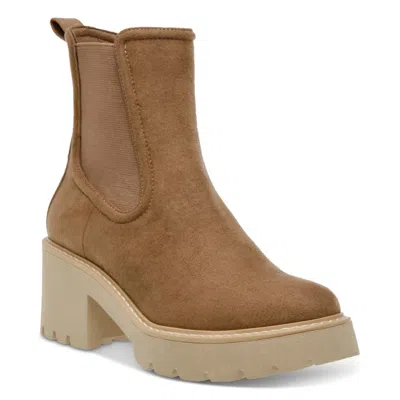 Dolce Vita Tobias Boots Women's Truffle Lug Sole Platform Chelsea Lion466 In Brown