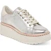 Dolce Vita Twain Platform Sneaker In Silver Crackled Leather