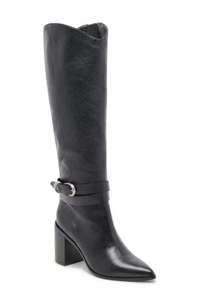 Dolce Vita Tyrone Pointed Toe Knee High Boot In Black Leather