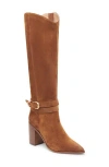 Dolce Vita Tyronewc Womens Zipper Leather Knee-high Boots In Brown Suede