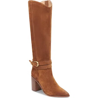 Dolce Vita Tyronewc Womens Zipper Leather Knee-high Boots In Brown Suede