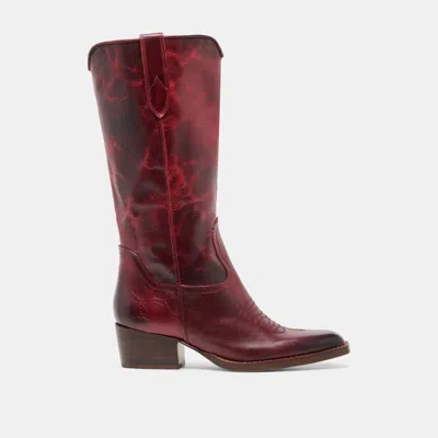 Dolce Vita Vigla Boots In Garnet Leather Size 12 By  In Burgundy